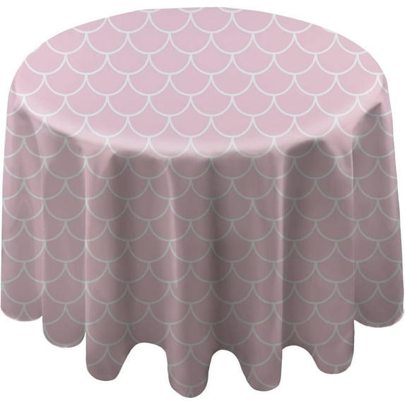 Coolnut 60"x60" Round Tablecloth, Pink Mermaid Fish Scale Modern Table Cover for Home Decoration Washable Table Cloth for Dinner Picnic
