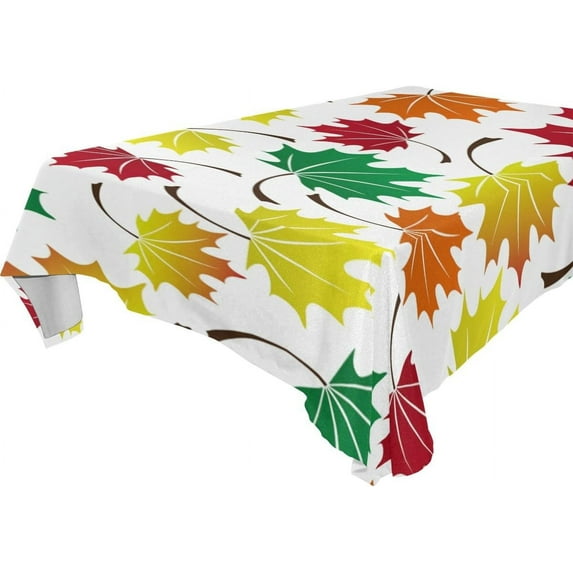 Coolnut 60"x60" Tablecloth Colorful Leaves Pattern Modern Table Cover for Home Decoration Spill Proof Cloth Washable for Dinner Picnic