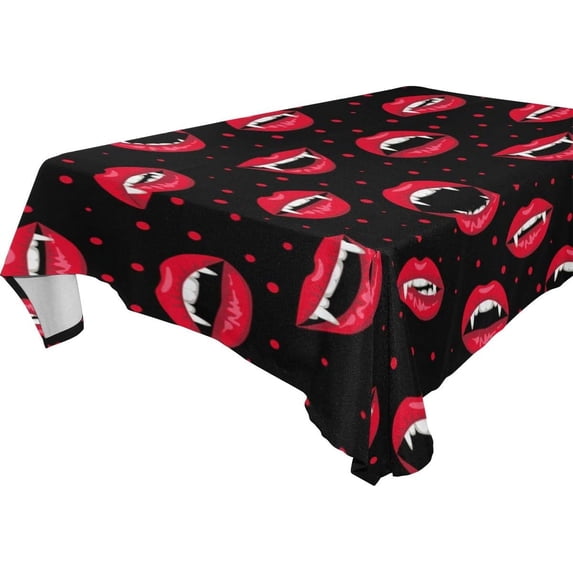 Coolnut 60"x60" Tablecloth Halloween Red Vampire Lips Modern Table Cover for Home Decoration Spill Proof Cloth Washable for Dinner Picnic