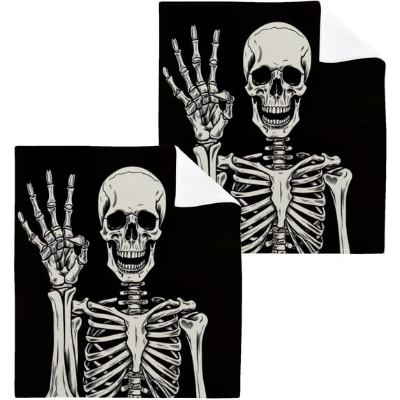 Coolnut 6PCS Funny Skull Towels Cotton Washcloths Set,Quick Drying & Absorbent Soft Bathroom Hand Towel Lightweight & Portable Fingertip Towel Decor Gift