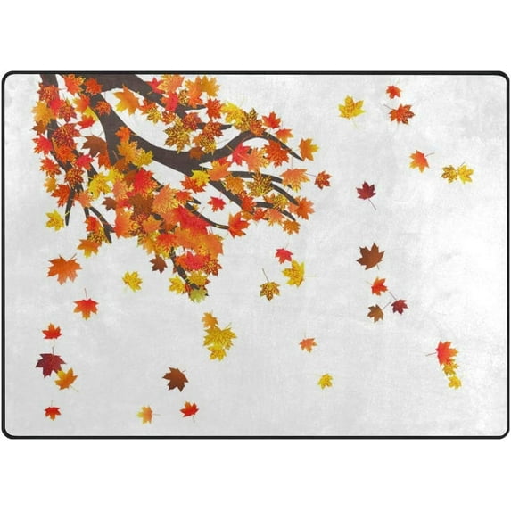 Coolnut Abstract Autumnal Leaves Lightweight Carpet Mats, 6'8" x 4'10" Area Soft Rugs Floor Mat Rug Home Decoration for Kids Room Living Room, 80"x 58"