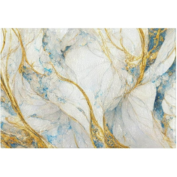 Coolnut Abstract Marble Anti-Slip Ultra Absorbent Durable Bath Rug with Rubber Backing,24"x16"