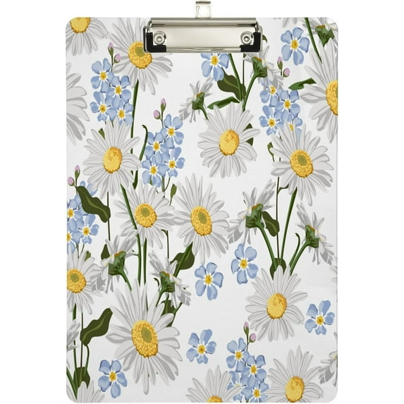 Coolnut Acrylic Clipboards with Low Profile Clip, A4 Standard Size 9" x 12.5" File Holder for Writing Drawing, Clip Boards for Doctors Offices, Forget-me-not Flower Gifts