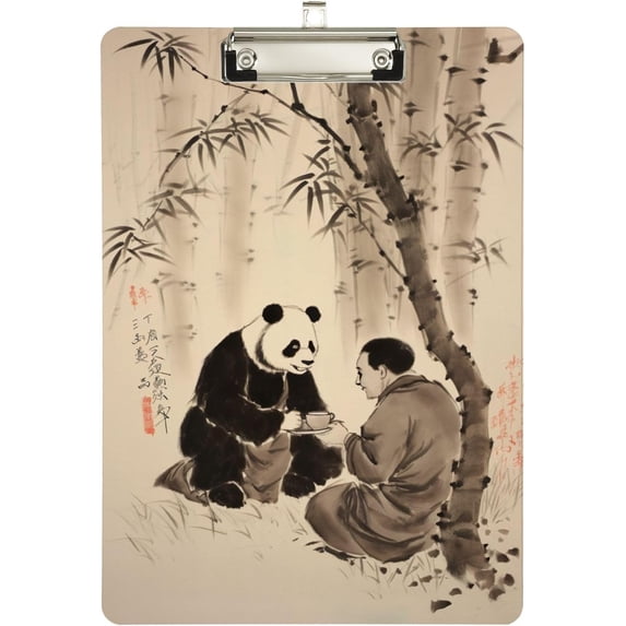 Coolnut Acrylic Clipboards with Low Profile Clip, A4 Standard Size 9" x 12.5" File Holder for Writing Drawing, Clip Boards for Doctors Offices, Panda Bamboo Gifts
