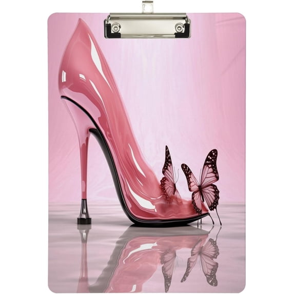 Coolnut Acrylic Clipboards with Low Profile Clip, A4 Standard Size 9" x 12.5" File Holder for Writing Drawing, Clip Boards for Doctors Offices, Pink High Heels Gifts