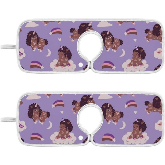 Coolnut African Unicorn Sink Splash Guard for Faucet 2 Packs Faucet Absorbent Mats, Summer Purple Moon Faucet Handle Drip Catcher Quickly Drying Mat for Kitchen Counter Bathroom, 14.9"x5.5"