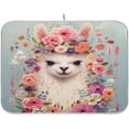 thumbnail image 1 of Coolnut Alpaca Floral Dish Drying Mat for Kitchen Counter, Ultra Absorbent Reversible Microfiber Dishes Drying Rack Pad Heat-resistant Mats 18x24in Home Decor, 1 of 7
