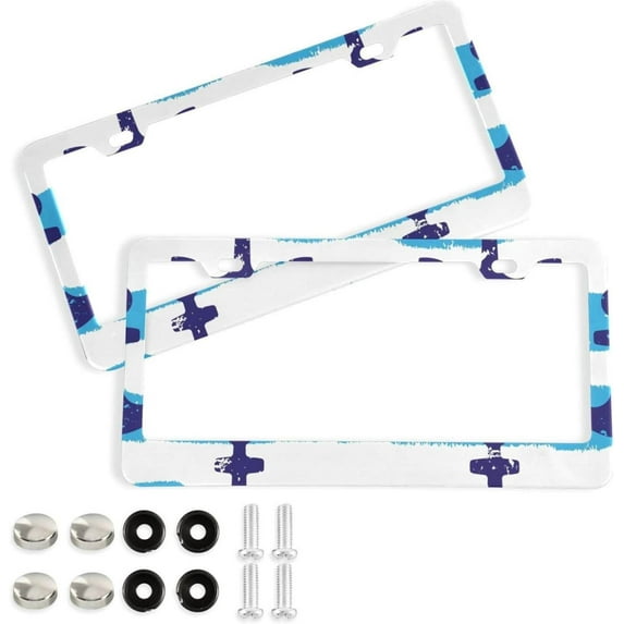 Coolnut Anchor Stripes 2 Holes Car License Plate Frames 2PCS, Car License Plate Holder with Screw Caps Cover Set Automotive Exterior Parts Decoration for US Vehicles