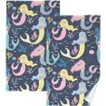 thumbnail image 1 of Coolnut Anime Mermaid Patterned Hand Towels 2 PCS, Cotton Bath Towel for Drying Face Hands Body Decorative Water Absorbent Lightweight Towels for Bathroom Ktichen Travel Gym, 16"x28", 1 of 6