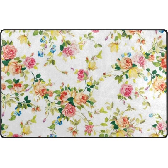 Coolnut Area Rug 60 x 39 inch (5'x 3'3"), Carpet Retro Small Flowers Nursery Rug Floor Mat for Hardwood Floor Entrance Living Room Bedroom