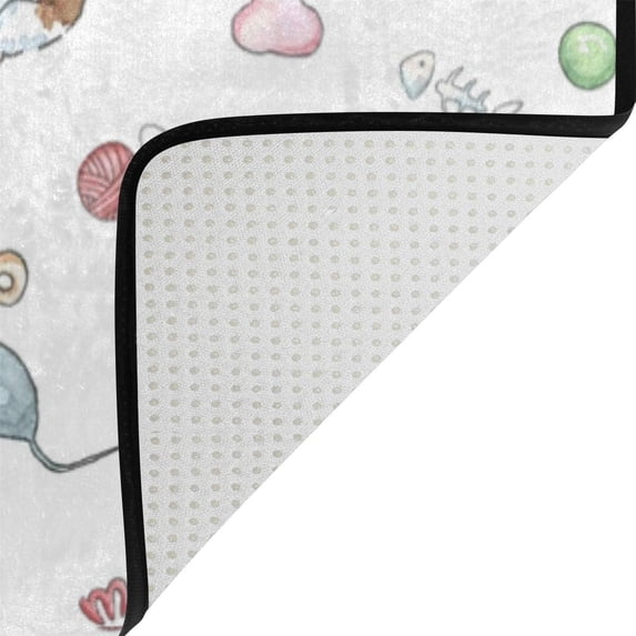 Coolnut Area Rug 60x39 inch, Carpet Cute Cats and Fish Bones Mice Nursery Rug Floor Mat for Hardwood Floor Entrance Living Room Bedroom