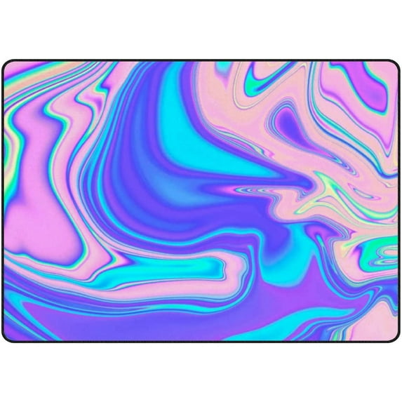 Coolnut Area Rug 60x39 inch, Marbled Holographic Texture Nursery Rug Floor Mat Kids Playing Mat for Living Room Bedroom