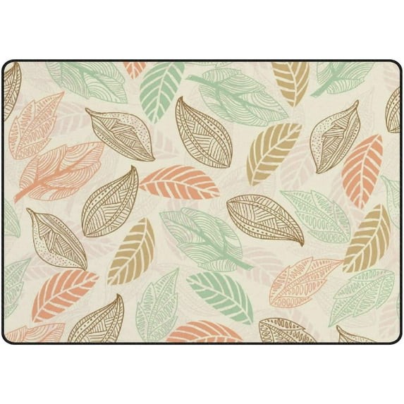 Coolnut Area Rug 60x39 inch, Vintage Leaf Pattern Nursery Rug Floor Mat Kids Playing Mat for Living Room Bedroom