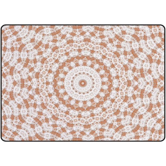Coolnut Area Rug Brown Kaleidoscopic Effect Design Nursery Rug Floor Mat Kids Playing Mat 7' x 5' (80 x 58 in) for Living Room Bedroom