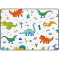 thumbnail image 1 of Coolnut Area Rug Dinosaurs and Summer Symbols on White Nursery Rug Floor Mat Kids Playing Mat 7' x 5' (80 x 58 in) for Living Room Bedroom, 1 of 6