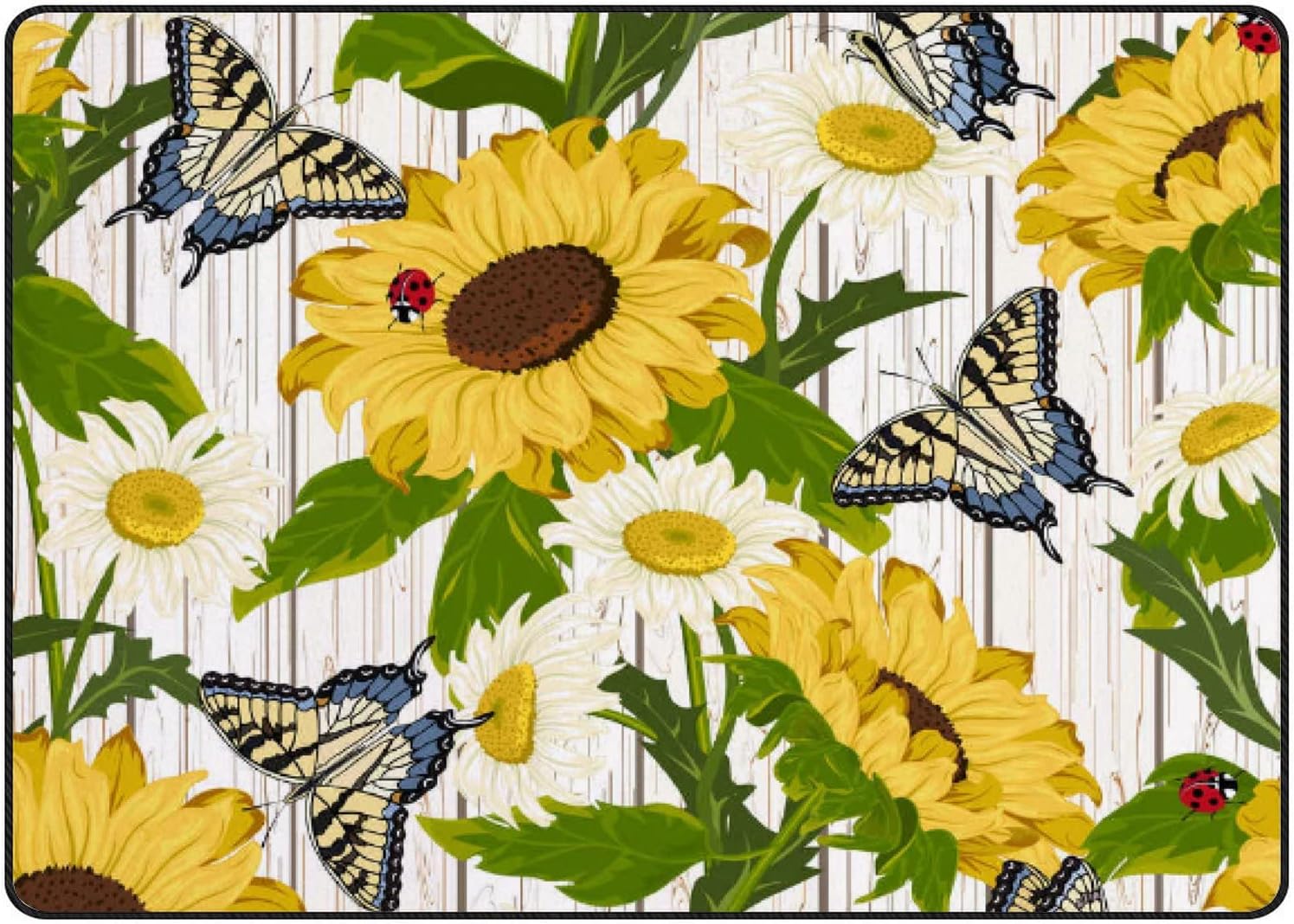 Coolnut Area Rug Sunflowers and Butterflies Nursery Rug Floor Mat Kids ...