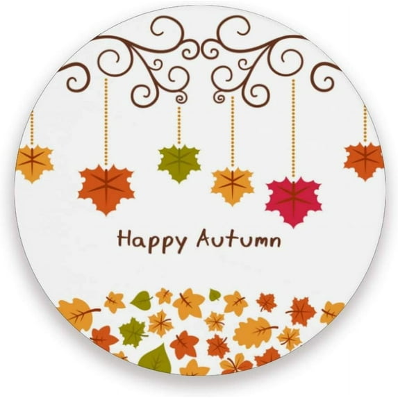 Coolnut Autumn Absorbent Coasters for Drinks, Thanksgiving Fall Maple Leaf Tabletop Protection Mat, Round Ceramic Stone Coaster with Cork Base, No Holder, 4 Pcs