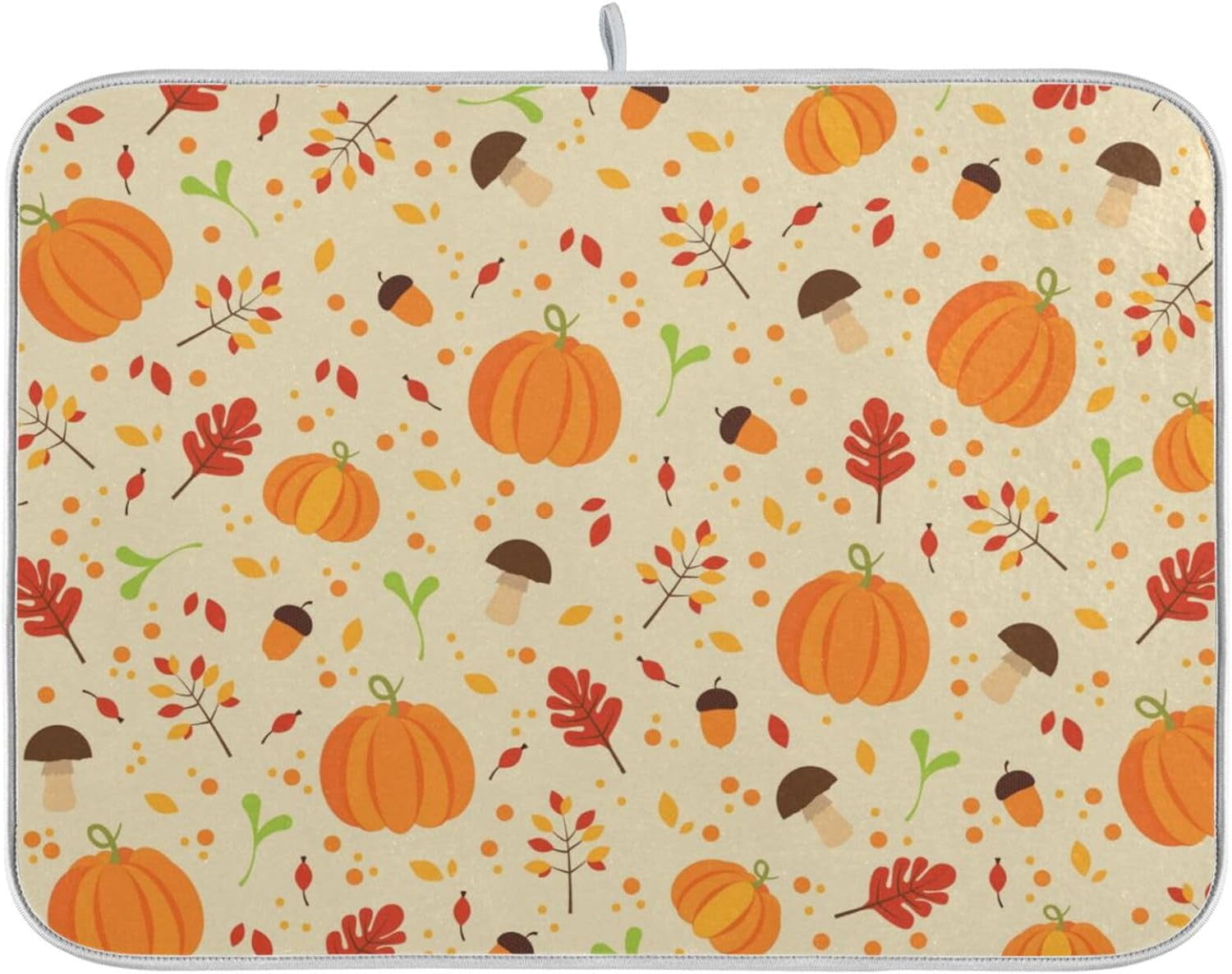 Sanwarm Autumn Pumpkin Truck Dish Drying Mat - Super Absorbent & Reversible, 16"x18", Cute Fall Kitchen Decor
