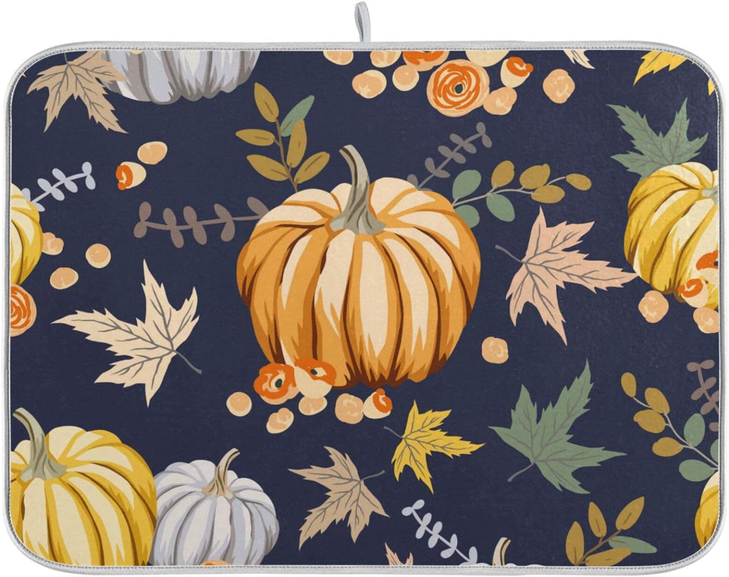Coolnut Autumn Harvest Pumpkin Dish Drying Mat Absorbent Reversible ...