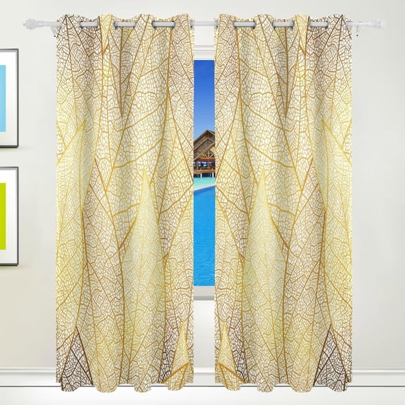 Coolnut Autumn Leaves Thermal Insulated Blackout Grommet Printed Window Curtain - 84x55 in - 100% Polyester 2 Panels, Symmetry
