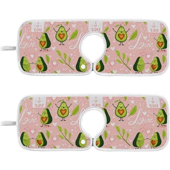 Coolnut Avocado Couple Love Sink Splash Guard for Faucet 2 Packs Faucet Absorbent Mats, Summer Fruit Cute Faucet Handle Drip Catcher Quickly Drying Mat for Kitchen Counter Bathroom, 14.9"x5.5"
