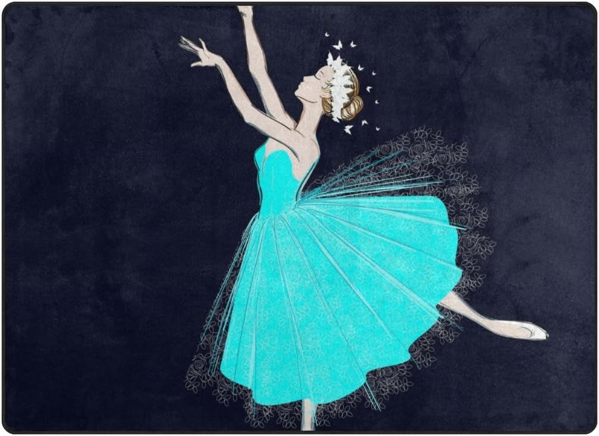 Coolnut Ballerina Girls 80 x 58 inches Lightweight Soft Area Rug Mat ...