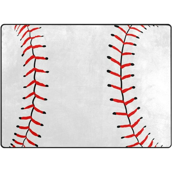 Coolnut Baseball Non-Slip Runner Rug Washable Soft Absorbent Living Room Rugs for Bedroom 80x58 Inches Home Decor