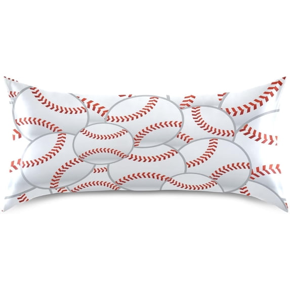 Coolnut Baseball Satin Pillowcase for Hair and Skin Silk Pillowcase, King Size(20x40 inches) - Slip Cooling Satin Pillow Covers with Envelope Closure(68) Home Decor Gifts