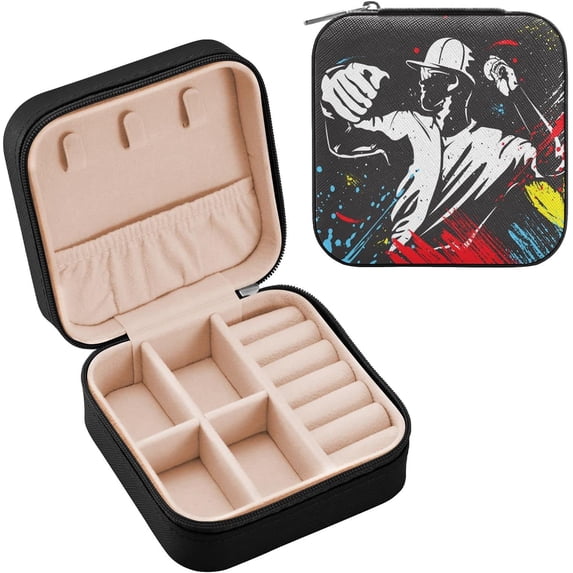 Coolnut Baseball Travel Jewelry Box PU Leather Jewelry Organizer Ideal Gift for Women Girls, Portable Mini Jewelry Travel Case for Stud Earrings Rings Necklaces Bracelets Women Gifts