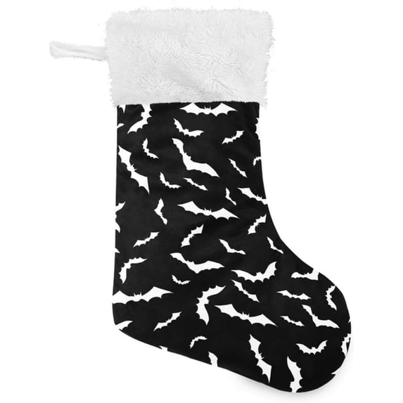 Coolnut Bat Black Christmas Stockings Christmas Presonalized Large Stocking Sock, Set of 1 Xmas Party Winter Decor Candy Bag Family Holiday Gift, 17.7 Inch