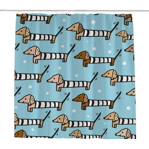 Coolnut Bath Shower Curtain Liners 72"x72", Brown Cute Dachshund Polyester Waterproof with 12 Curtain Hooks Bathroom Accessories Decoration