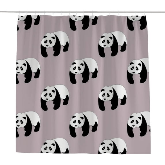 Coolnut Bath Shower Curtain Liners 72"x72", Pandas On Old Pink Polyester Waterproof with 12 Curtain Hooks Bathroom Accessories Decoration