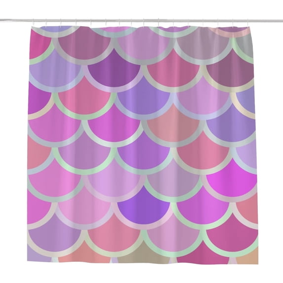 Coolnut Bath Shower Curtain Liners 72"x72", Pink Soft Colored Fish Squama Polyester Waterproof with 12 Curtain Hooks Bathroom Accessories Decoration