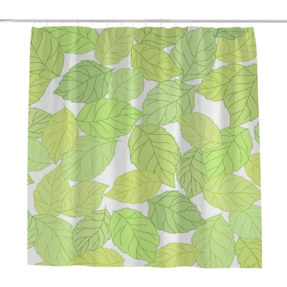 Coolnut Bath Shower Curtain Liners 72"x72", Spring Green Leaf Polyester Waterproof with 12 Curtain Hooks Bathroom Accessories Decoration