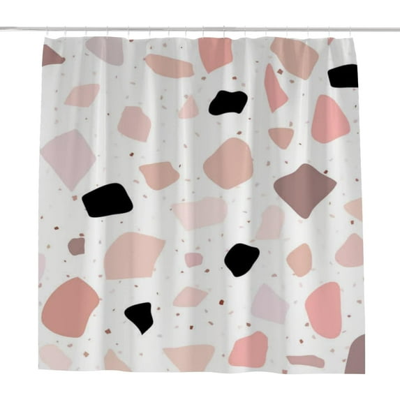 Coolnut Bath Shower Curtain Liners 72"x72", Terrazzo Seamless Pattern Polyester Waterproof with 12 Curtain Hooks Bathroom Accessories Decoration