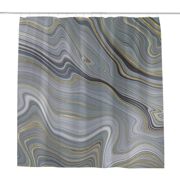 Coolnut Bath Shower Curtain Liners Abstract Grey Marble 72x72in Polyester Waterproof with 12 Curtain Hooks
