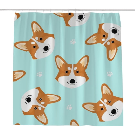 Coolnut Bath Shower Curtain Liners Dog Head and Paw 72x72in Polyester Waterproof with 12 Curtain Hooks