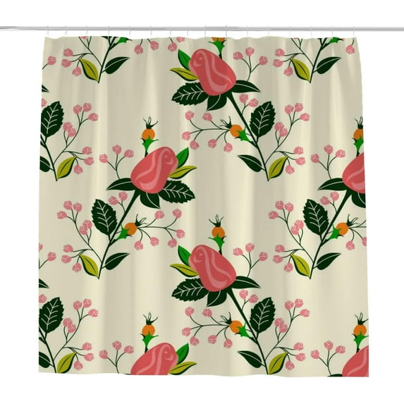 Coolnut Bath Shower Curtain Liners Elegant Floral Background 60x72in Polyester Waterproof with 12 Curtain Hooks