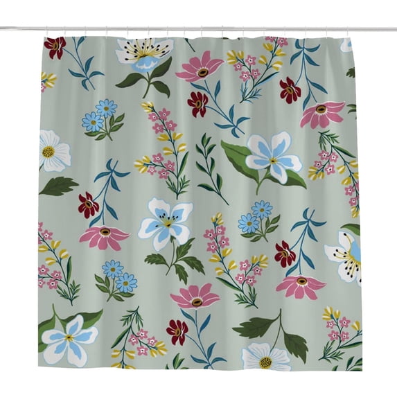 Coolnut Bath Shower Curtain Liners Elegant Flowers and Leaves 60x72in Polyester Waterproof with 12 Curtain Hooks Bathroom Accessories Decoration