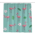 thumbnail image 1 of Coolnut Bath Shower Curtain Liners Flamingos and Tropical Flowers 66x72in Polyester Waterproof with 12 Curtain Hooks, 1 of 6