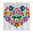 thumbnail image 1 of Coolnut Bath Shower Curtain Liners Folk Art Heart Flowers 60x72in Polyester Waterproof with 12 Curtain Hooks Bathroom Accessories Decoration, 1 of 6