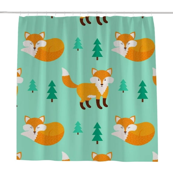 Coolnut Bath Shower Curtain Liners Foxes on a Bright Forest 60x72in Polyester Waterproof with 12 Curtain Hooks Bathroom Accessories Decoration