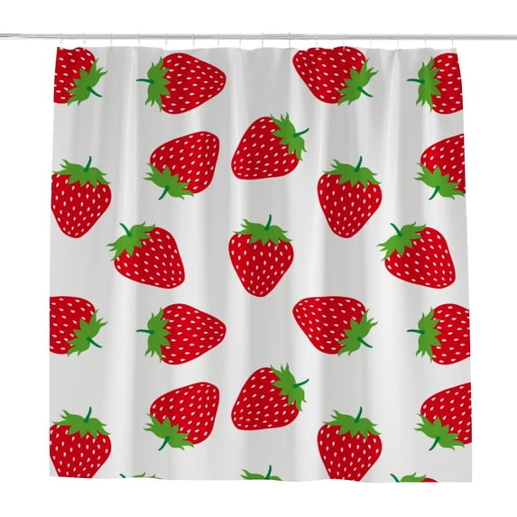 Coolnut Bath Shower Curtain Liners Juicy Strawberry 66x72in Polyester Waterproof with 12 Curtain Hooks