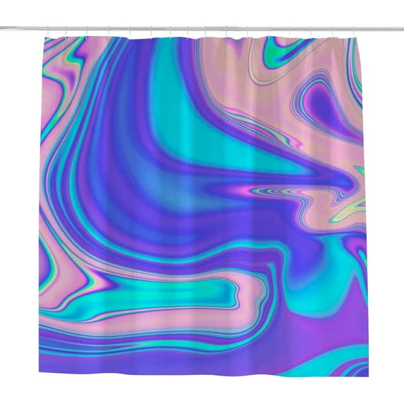 Coolnut Bath Shower Curtain Liners Marbled Holographic Texture 72x72in Polyester Waterproof with 12 Curtain Hooks