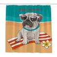 thumbnail image 1 of Coolnut Bath Shower Curtain Liners Summer Puppy Pug on Beach 60x72in Polyester Waterproof with 12 Curtain Hooks Bathroom Accessories Decoration, 1 of 6