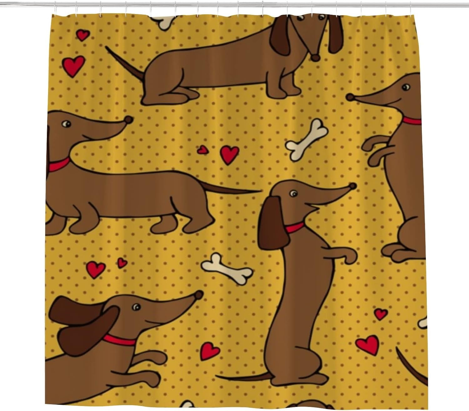 Coolnut Bath Shower Curtain Liners Yellow Dachshund 60x72in Polyester
