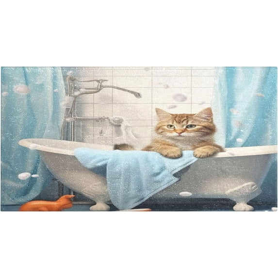 Coolnut Bathroom Cat Bath Rugs 39 x 20 Inch, Soft Absorbent Washable Plush Carpet with Non-Slip Rubber Back for Entryway, Bedroom, Kitchen, Bathroom Home Decor Gifts