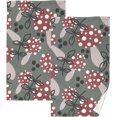 thumbnail image 1 of Coolnut Bathroom Hand Towels 2 Pcs Cute Red Mushrooms Print, Cotton Bath Towels Lightweight Quickdry for Bathroom Ktichen Travel Gym, 16"×28", 1 of 6