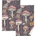thumbnail image 1 of Coolnut Bathroom Hand Towels 2 Pcs Magic Purple Mushroom Print, Cotton Bath Towels Lightweight Quickdry for Bathroom Ktichen Travel Gym, 16"×28", 1 of 6