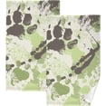 thumbnail image 1 of Coolnut Bathroom Hand Towels 2 Pcs Paw Print Green Print, Cotton Bath Towels Thin Water Absorbent Lightweight Quickdry for Bathroom Ktichen Travel Gym, 16"×28", 1 of 6